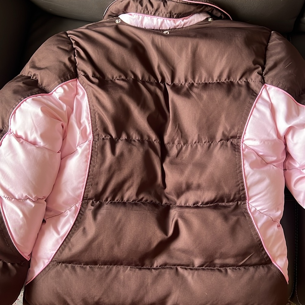 Girls London Fog Winter Coat Size Large 14-16 Brown and Pink - Picture 4 of 13